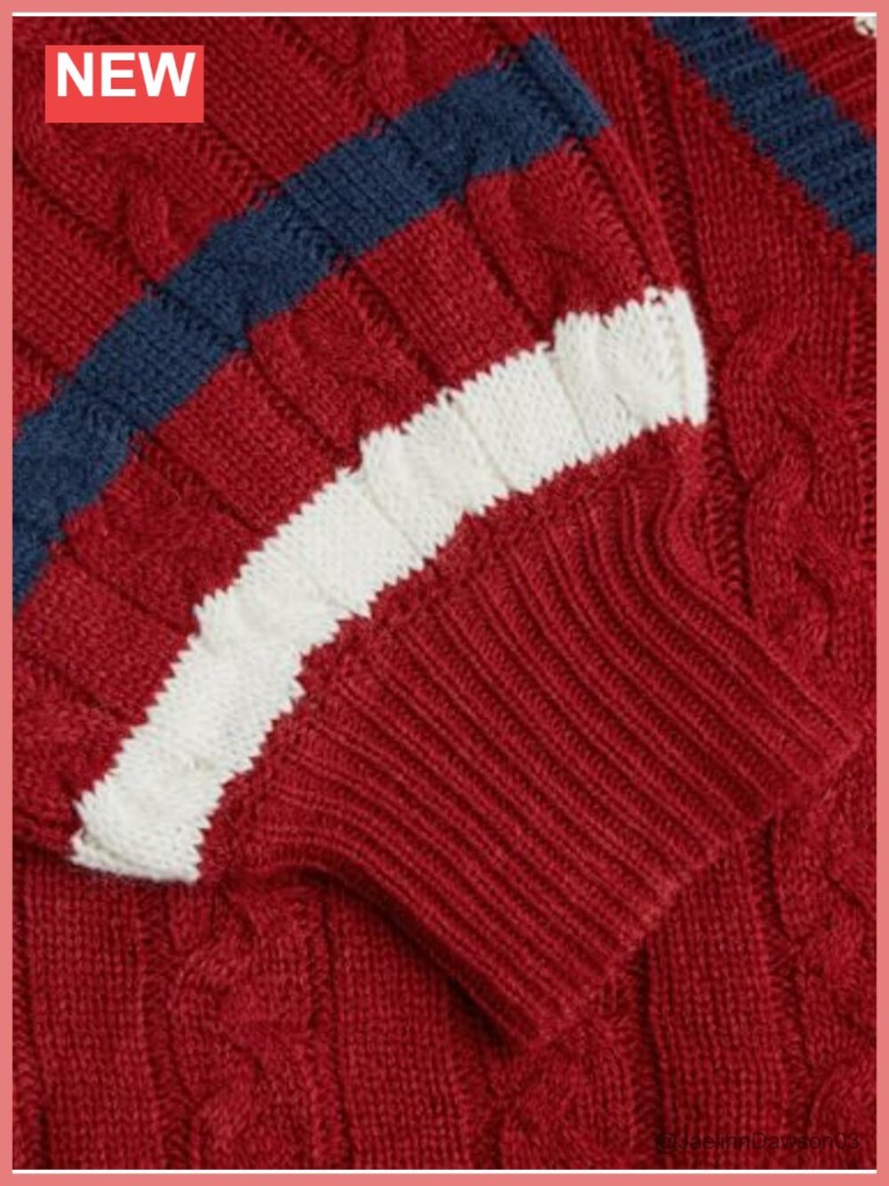 CIDER Cable Knit Sweater V Neck Long Sleeve Pullover Regular Fit Knit Top - Picture 3 of 5